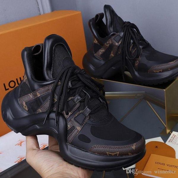 

2019 designer black casual shoes white blue monogram black archlight sneakers men women genuine leather trainers runner shoe
