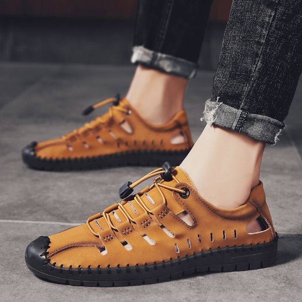 

romanas sandali 2020 sandal de sandalen verano leather male masculina black man roman sandalia herren rasteira uomo men casual