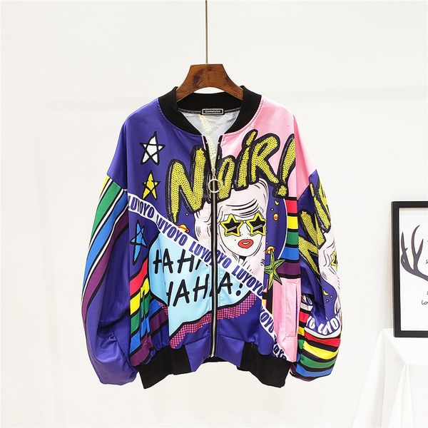

big size batwing sleeve autumn coat mandarin collar cartoon cardigan women high street long sleeve outfit wear, Black;brown