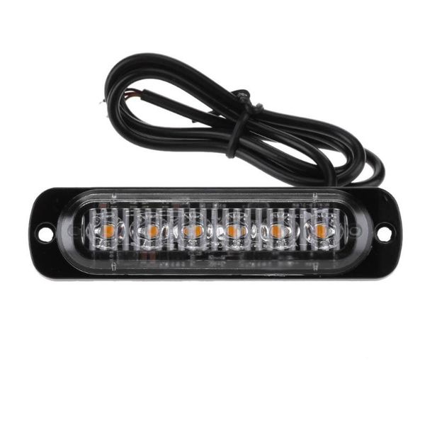 

universal 12-24v 6 led 18w slim amber flash light bar car vehicle emergency warning strobe lamp features with protection pad