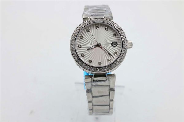 

luxury wristwatches 40mm dial diamonds bezel autodate sapphire glass full stainless steel automatic movement watches, Slivery;brown