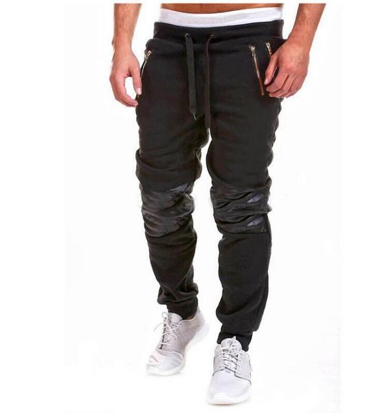 

2017 new fahsion fake zippers casual men sweat pants jogger sportwear harem slacks baggy casual long trousers pants us, Black