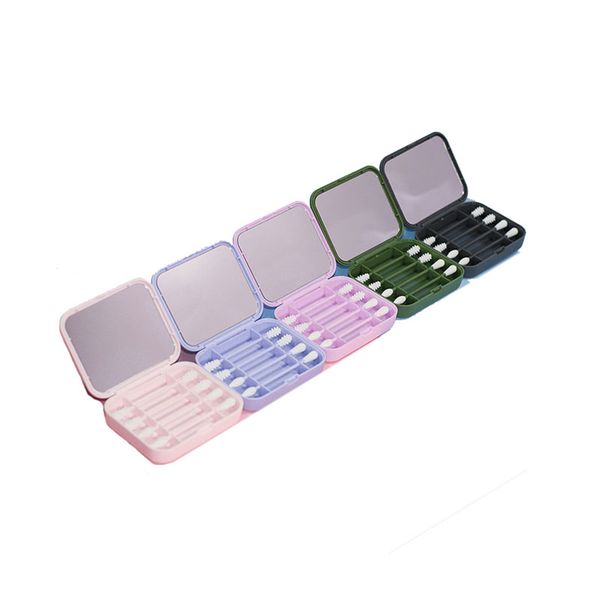 

4pcs/set reusable cotton swab cosmetic silicone buds swabs sticks with mirror box for cleaning makeup