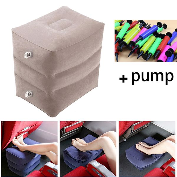 

camping air cushion footrest pillow resting pillow on airplane car bus inflatable travel foot rest with pump