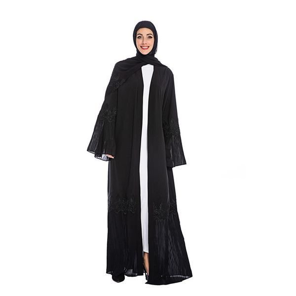 

muslim dress floral abayas for women elegant long pleated cardigan turkish islamic robes women's clothing prayer garments, Red