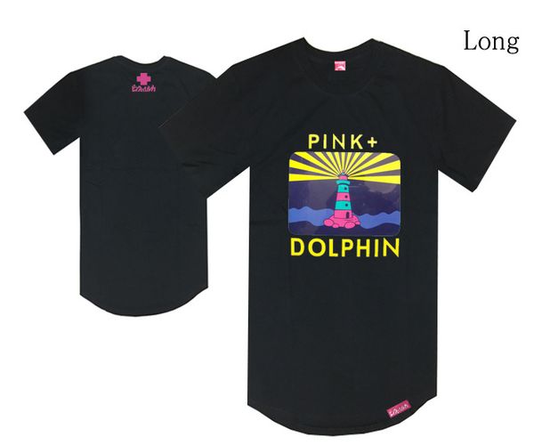 

pink dolphin sail t shirt long extend black tee shirts crew neck hip hop rock rap t-shirt summer clothing short sleeved, White;black