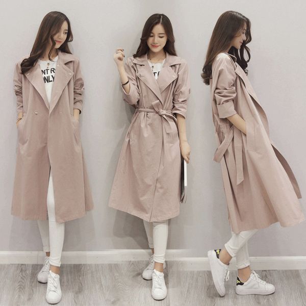 

2019 autumn winter clothing women coat slim british temperament lady dignified atmospheric casual jacket medium and long coat, Tan;black