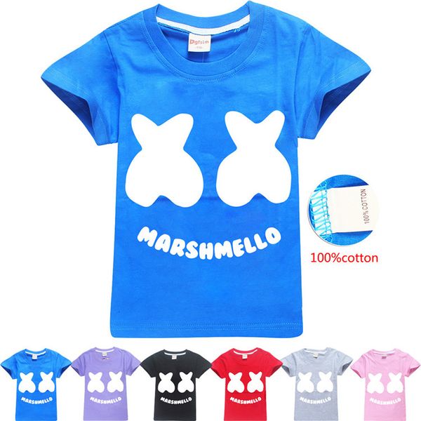 

5 colors 6-14y kids boys cotton t-shirts tees marshmello t shirt dj music t shirts kids designer clothes boys kids clothes dhl fj07, Blue