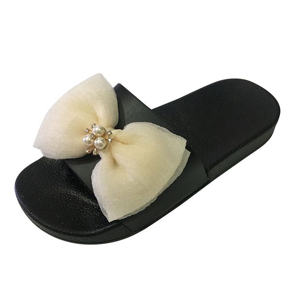 

summer women sandals ladies bowknot crystal flat sandals slippers beach shoes simple casual ladies shoe fe12, Black