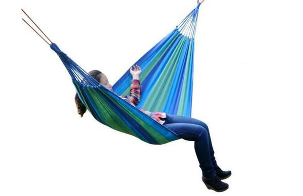 

travel bedding camping hammocks furniture sleeping bed outdoor swing garden indoor sleep rainbow hammock with bag about 190cm*80cm