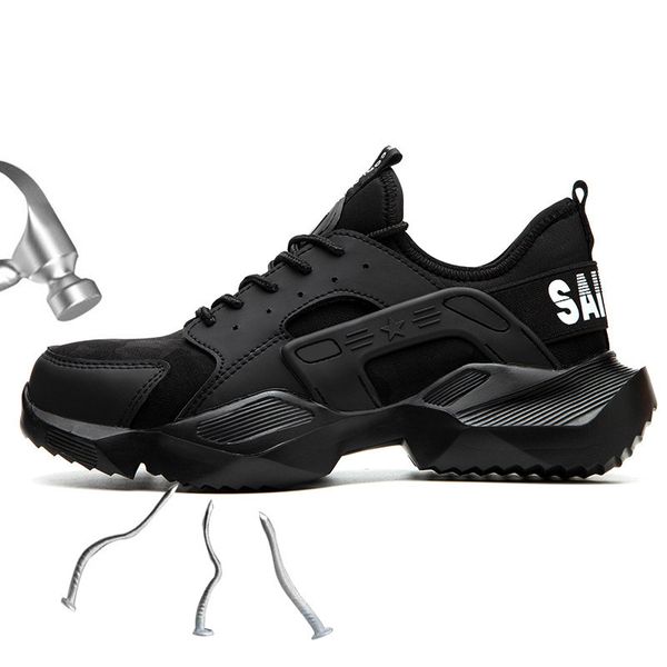 

37-46 men work shoes anti-smashing wilderness survival steel toe anti-slip men safety shoes #802, Black