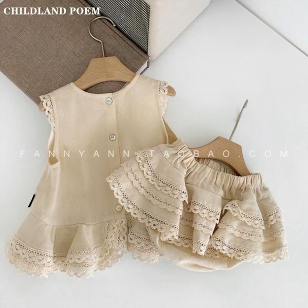 

baby girl clothing set baby girl clothes кружева принцесса дети девушки наряды без рукавов рубашка + шорты 2 шт. одежда для малышей, White