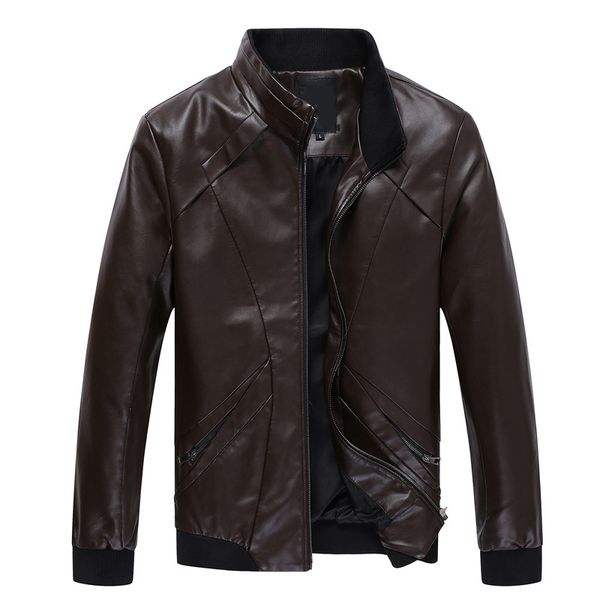 

selling large size men's leather coat perennial goods activity-windproof leather coat p108, Black