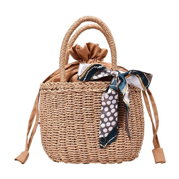 

beach straw bags for women 2019 new summer handmade purse women handbag weaving tote ladies small wrapped rattan bag