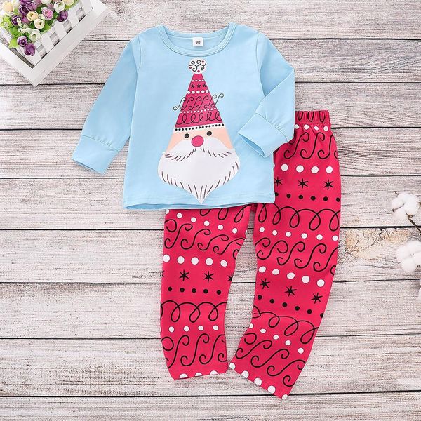 

toddler kids christmas baby boys girls t shirt pajamas pants clothes set dot red pants, White