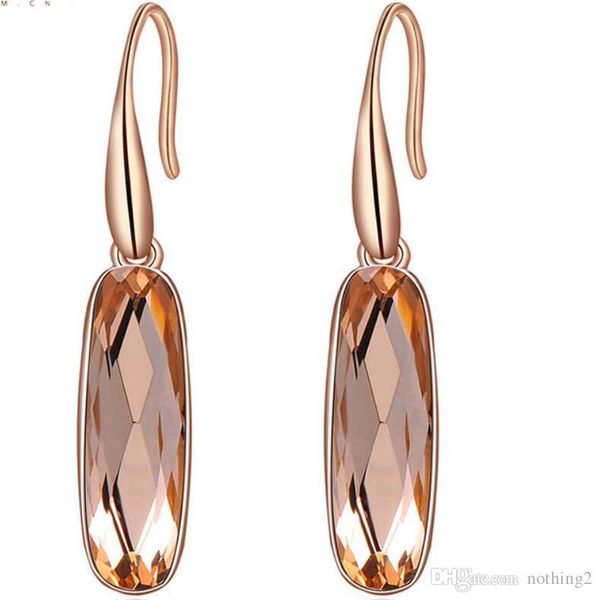 

designer jewelry crystal charm earrings austria crystal rose gold color earrings for women fashion of shipping, Golden