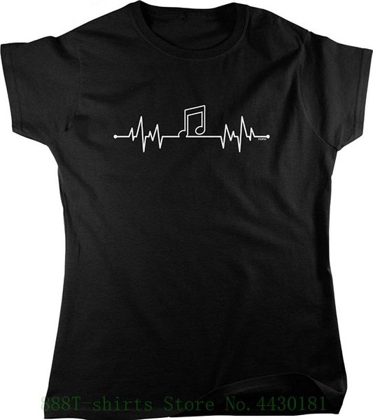 

women's tee music heartbeat women's t shirt harajuku tee shirt funny casual cotton femme black hip hop, White