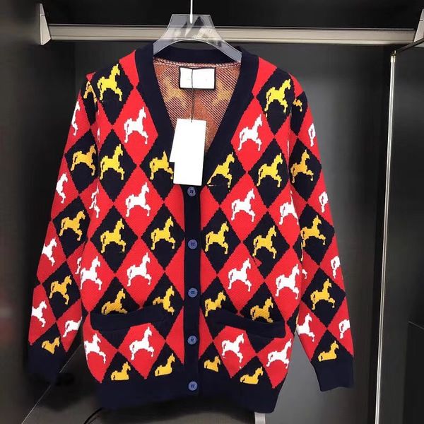 

2019 autumn new women sweater luxury women designer sweaters cardigan fashion women coat v-neck embroidery sweater v-neck knit size -2xl, White;black