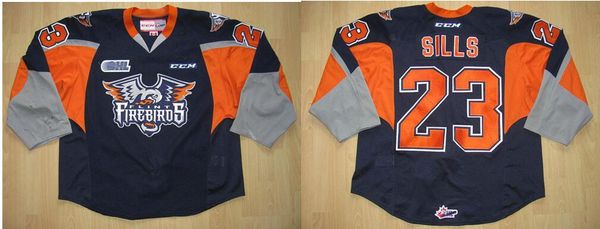 

custom men youth women vintage ohl flint firebirds 23 connor sills vintage hockey jersey size s-5xl, Black