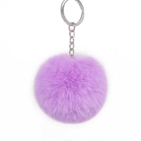 

luxury jewelry 8cm imitate rex rabbit's fur ball keychain multi colors key chain fashion keyring keychains model no. ne1085-2, Silver