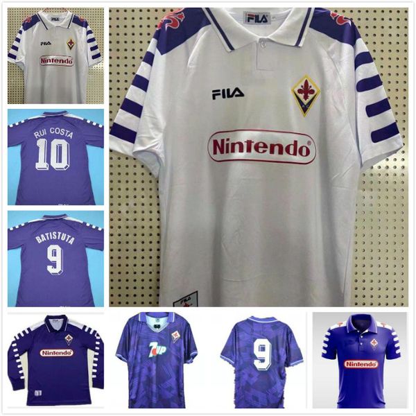 

92 93 98 99 fiorentina retro soccer jersey gabriel batistuta football shirts 1992 1993 1998 1999 batistuta vintage uniforms football jersey, Black;red