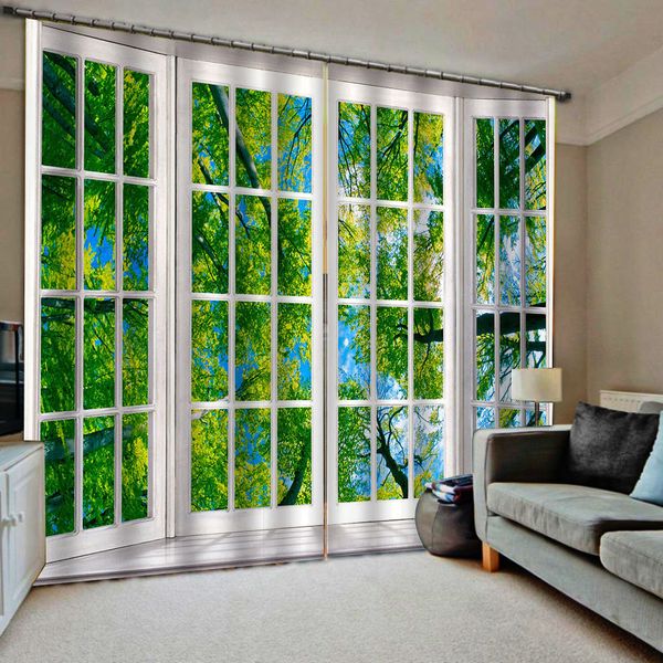 

green scenery curtain customized 3d curtains new bay window balcony thickened windshield blackout curtains window curtains