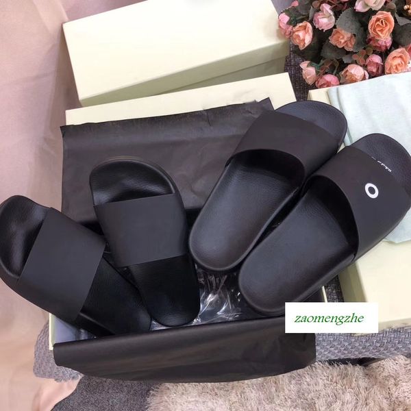

luxury off casual shoes indoor beach slippers white printing lovers slippers original box, Black