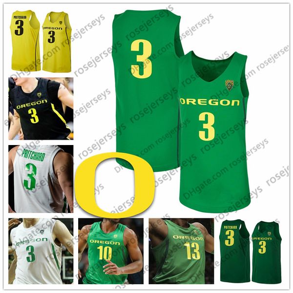 Баскетбол в колледже носит Custom Oregon Ducks 2020 Баскетбол яблочный зеленый желтый черный белый 3 Притчард Пэйтон 32 Энтони Матис 10 Шакур Худон 1 Бол Джерси
