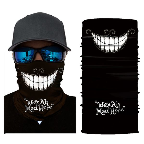 

3d seamless joker skull balaclava magic face mask clown warmer motorcycle ski tactical durag neck gaiter shield bandana sun, Black