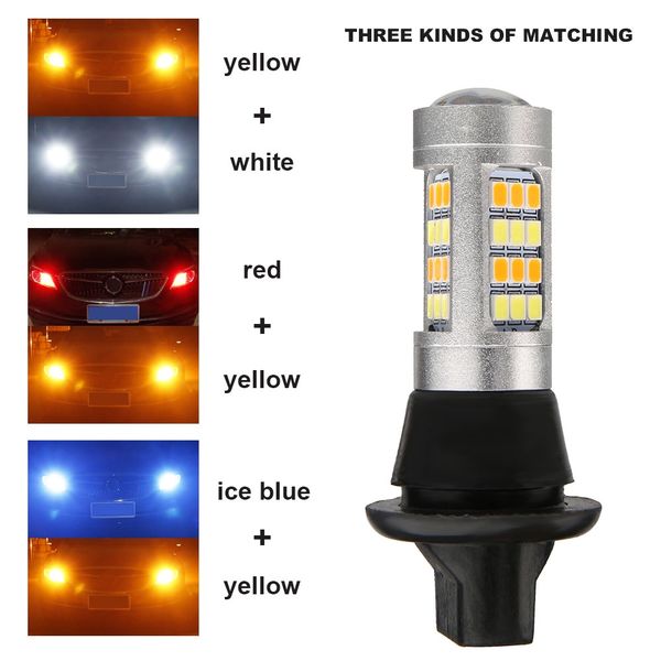 

2 pieces high power dual model car daytime running light turn signal drl led 1156 p21w py21w lights t20 7440 42smd t25