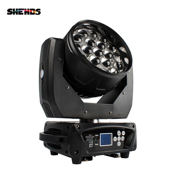 

shehds new led zoom moving head light 19x15w rgbw wash dmx512 stage lighting professional equipment for dj disco party bar effect lights