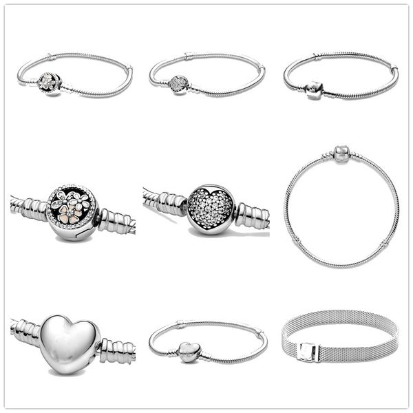 

925 sterling silver clip bead bracelets for women fit original reflexions bracelet & diy bracelet charms femme fashion jewelry, Golden;silver