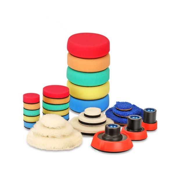 

27pcs drill buffing buffer detail polishing polisher pad kit + 5/8&quot-11 / m14 thread backing backer plate pad &amp adapt