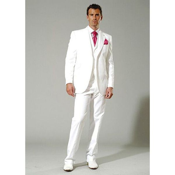 

new style white groom tuxedos suit man wedding party dress men's wedding suits (jacket+pants+vest+tie) costume homme, White;black