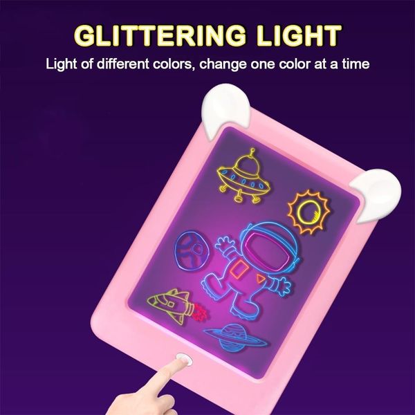 

led artboard interesting cartoon blue/pink painting glowing drawing board 3d painting board manual graffiti write, Black;red