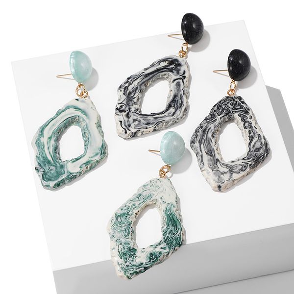 

new 2019 fshion earring for women big geometric acrylic earrings mixed color bohemian drop earrings gift for friend, Silver