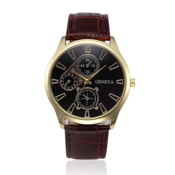 

business fashion retro design leather band alloy quartz wrist watch watches men sport digital relogio masculino, Slivery;brown