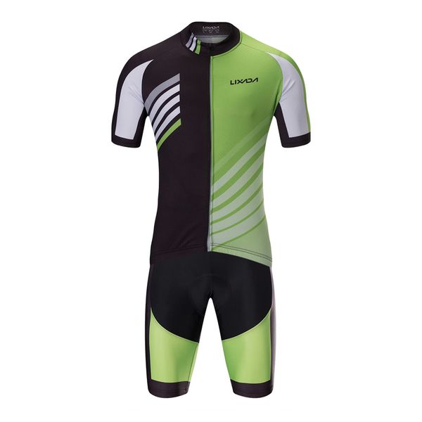 

men breathable quick dry short sleeve jersey shirt gel padded shorts cycling clothing set riding biking sportswear y5152-s, Black