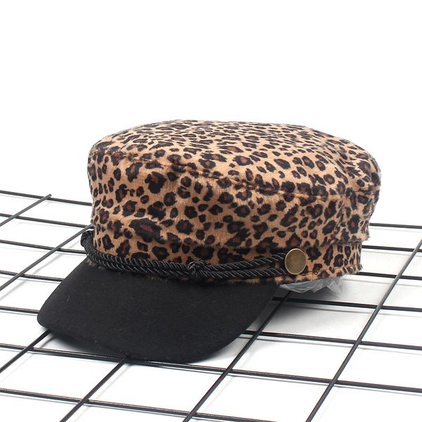 

new leopard print net work red peaked cap beret woman and winter restore ancient ways flat roof navy hat street octagonal hat, Blue;gray