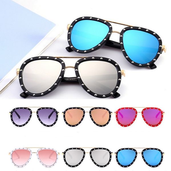 

new spring summer children sunglasses fashion children rivet sunglasses european&american style kids uv protection fashion mirror child, White;black