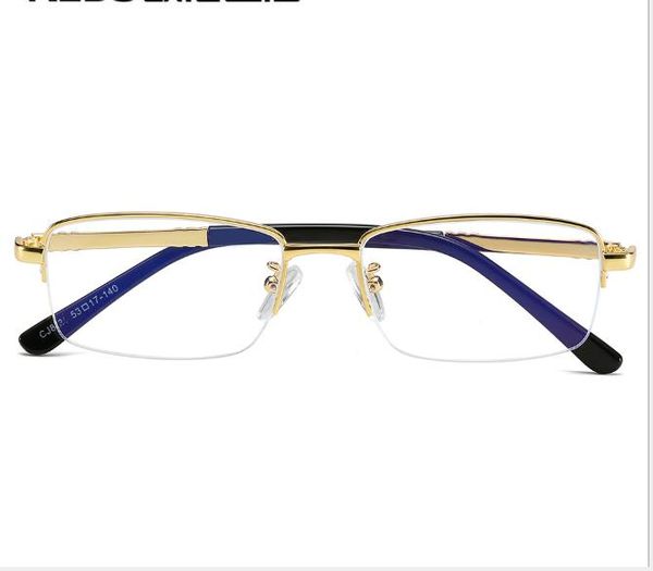 

new men's anti-blu-ray glasses frame business computer goggles metal half-frame flat mirror square myopia accessory, White;black