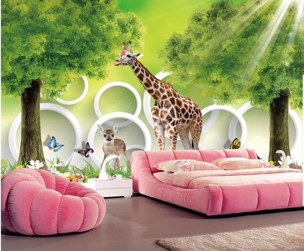 

wallpaper for walls 3 d for living room children's room animal world dream giraffe 3d background wall
