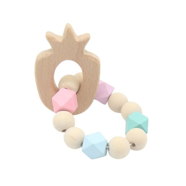 

7colors baby teether rodent bracelet molar stick non toxic silicone bite stick cute cartoon pattern toy baby gym wood