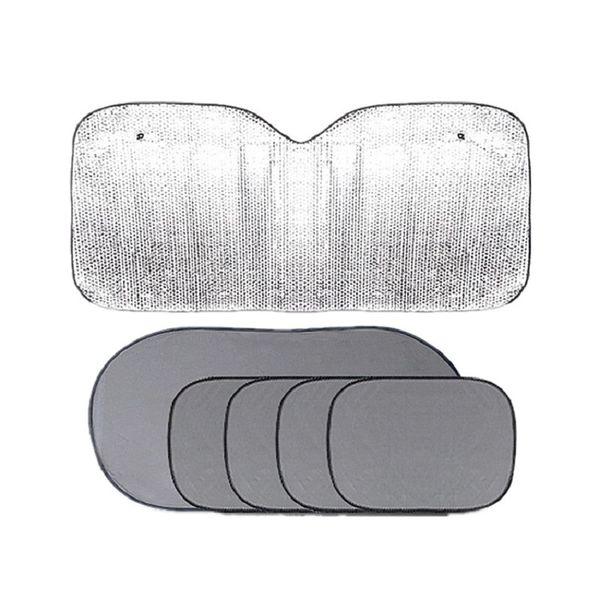 

6pcs uv protect car windshield mesh auto sun visor curtain with suction cup front rear side curtain car styling covers sunshade