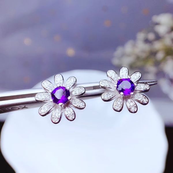 

natural amethyst earrings. new special. 925 sterling silver. and fashionable