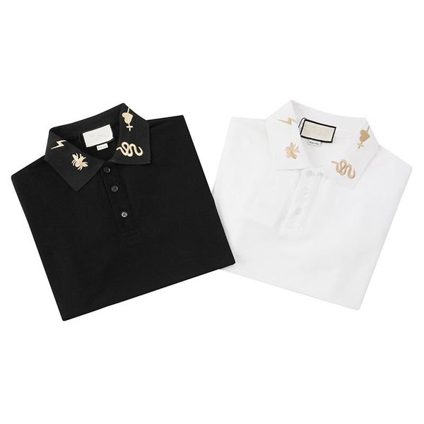 

мужская мода поло рубашка тренд бренд дизайн сплошной цвет мужская повседневная печать воротник с короткими рукавами футболки европейский и, White;black