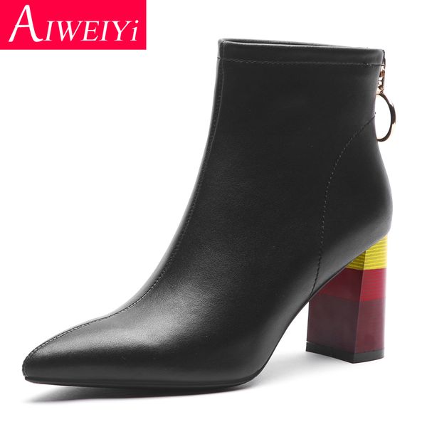 

woman ankle boots black beige pointed toe high heels boots print heel high heeled shoes woman winter motorcycle
