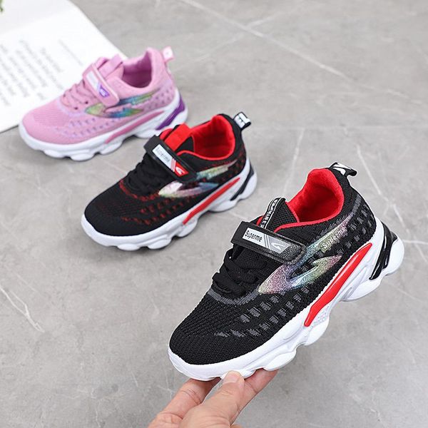 

zi ning kid running sneakers summer children sport shoes boy footwear lightweight breathable girls net cloth sneaker 2020 new, Black;red