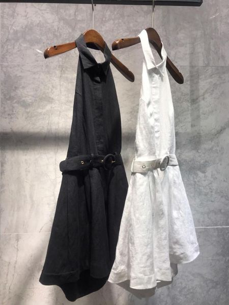 

2019 spring women linen halter jumpsuits 2 color ddxgz3, Black;white