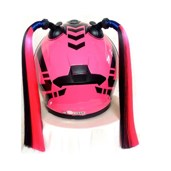 

fashion motorcycle helmet braids woman braids wig cool helmet decoration